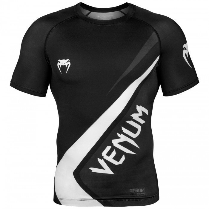 Рашгард - Venum Contender 4.0 Rashguard - Short Sleeves - Black/Grey-White​